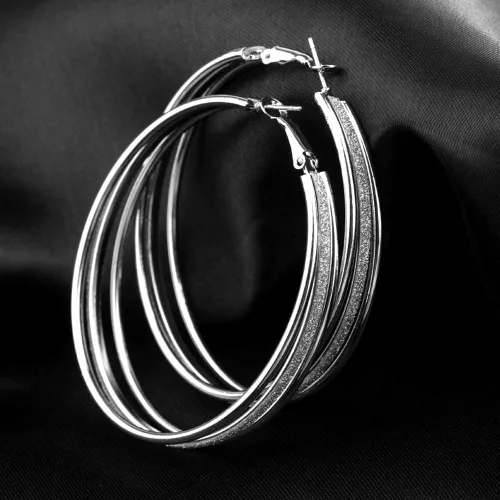 Vista 7 de Aretes para mujer, diseño de círculos redondos esmerilados multicapa, para fiestas, joyería de regalo, joyería de regalo