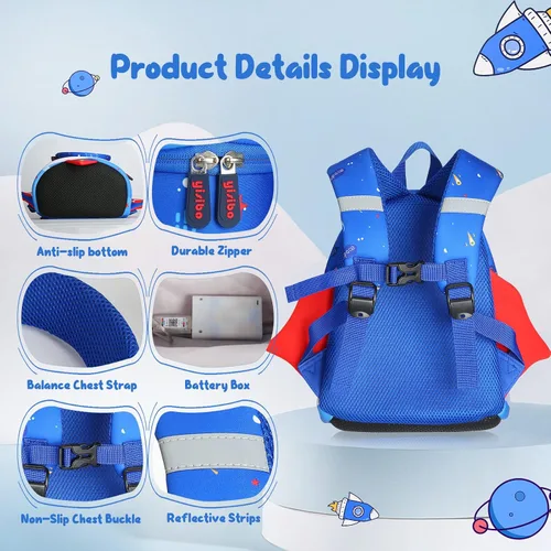 Vista 2 de yisibo Mochila de dinosaurio para niños y niñas, ligera, impermeable, preescolar, viajes, para niños y niñas, para niños de 2 a 7 años