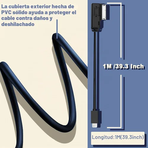 Vista 6 de Cable auxiliar AMI MMI para Audi compatible con iPhone 14/13/12