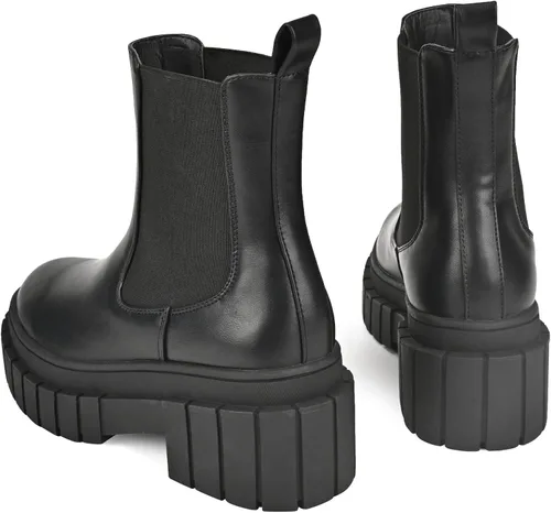 Vista 7 de READYSALTED Botas Chelsea de tacón bajo con plataforma y suela gruesa para mujer (HONGO1 & HUNCH1)