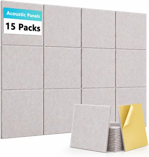 Vista 9 de Paquete de 15 paneles de pared acústicos autoadhesivos, 12 x 12 x 0.35 Paquete de 15 cuadrados negros