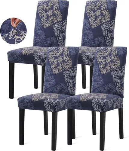 Vista 27 de Sufdari Juego de 2 fundas para sillas de comedor, fundas para sillas de cocina, fundas para sillas Parsons, protectores de sillas de elastano