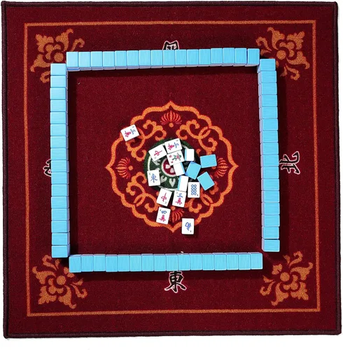 Vista 5 de Mose Cafolo Set de Juego de Mahjong Chino 1.5" X-Grande 144 Fichas de Melamina Blanca Azul Numeradas con Estuche de Viaje Portátil, Completo Majong