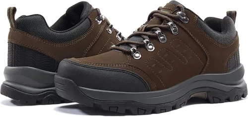 Vista 6 de CAMEL CROWN Zapatos de senderismo para hombre, botas de corte bajo, zapatos de cuero para caminar al aire libre, senderismo, entrenamiento, trabajo