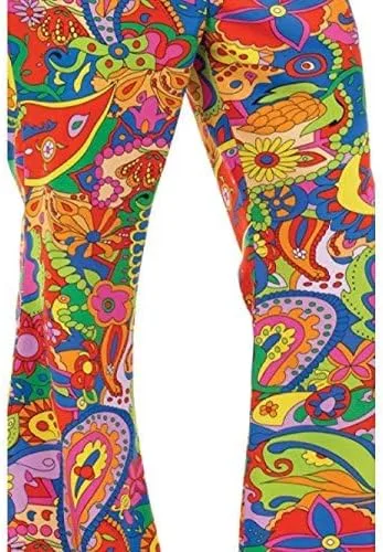 Vista 2 de fun shack Pantalones acampanados hippie para hombre, disfraz de los años 70, poliéster, mediano, grande, XL