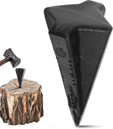 Vista 7 de Cuñas de división de madera de 4 libras, cuña divisor manual de troncos, diseño de diamante de 4 direcciones, herramienta de acero forjado