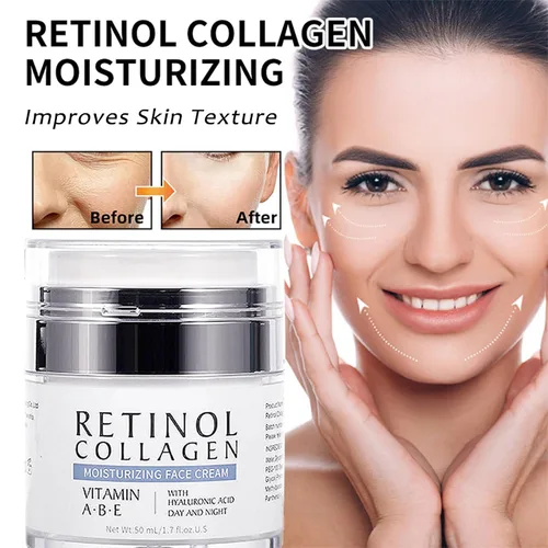 Vista 5 de Hidratante de retinol con colágeno y ácido hialurónico, crema facial de colágeno para tensar y reafirmar, crema facial antiarrugas para mujeres