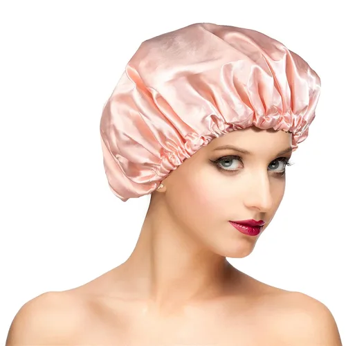 Vista 10 de Gorros de ducha para mujer, extra grande, ajustable, impermeable, reutilizable, gorro de ducha para mujeres y niñas, cabello largo y grueso, gorros