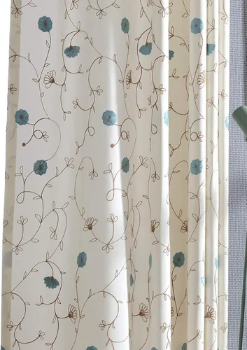 Vista 17 de VOGOL - Cortinas de 2 paneles con ramas bordadas de lino sintético con ojales, cortinas para dormitorio/sala de estar, paneles de tratamiento