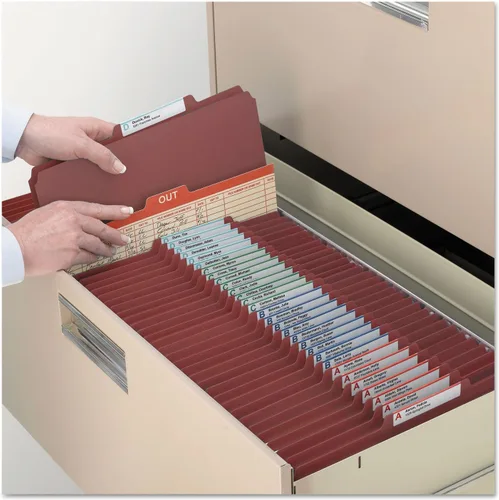 Vista 3 de Smead Carpeta de archivos de clasificación de cartón prensado con sujetadores SafeSHIELD, 1 divisor, expansión de 2 pulgadas, tamaño legal, rojo, 10
