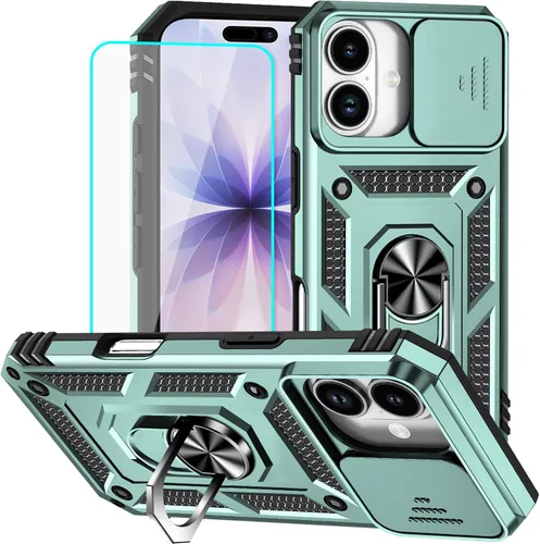Vista 19 de HNHYGETE Funda para iPhone 12 Pro Max con protector de pantalla: [grado militar de 20 pies probada en caídas] Funda protectora para cámara Negro