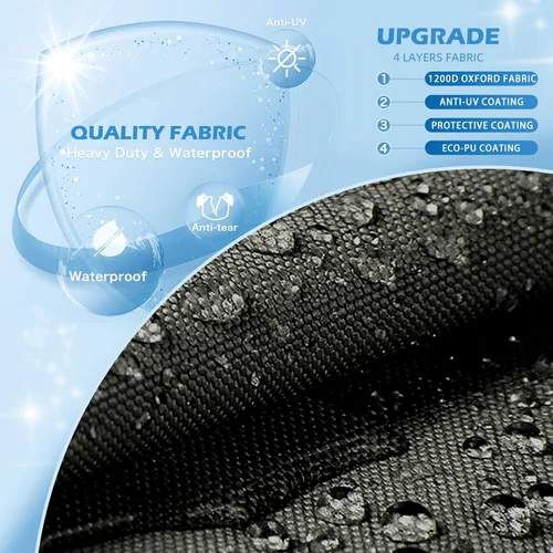 Vista 3 de Solim Funda para Barco Jon de 14 Pies con Cubierta para Motor, 1200D PU Impermeable Cubierta de Amarre de Servicio Pesado, Lona de Poliéster