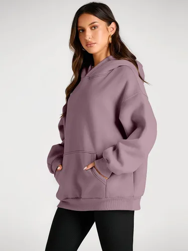 Vista 259 de Trendy Queen - Sudaderas extragrandes con capucha para mujer, suéteres de manga larga, sin botones, de vellón, de otoño, ropa de invierno
