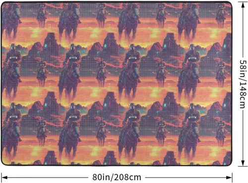 Vista 2 de Cyber Retro Western Cowboy Print Area Rugs for Living Room Bedroom, Washable Soft 5x7 Throw Area Rugs Non Slip Carpet for Bedroom Decor Aesthetic