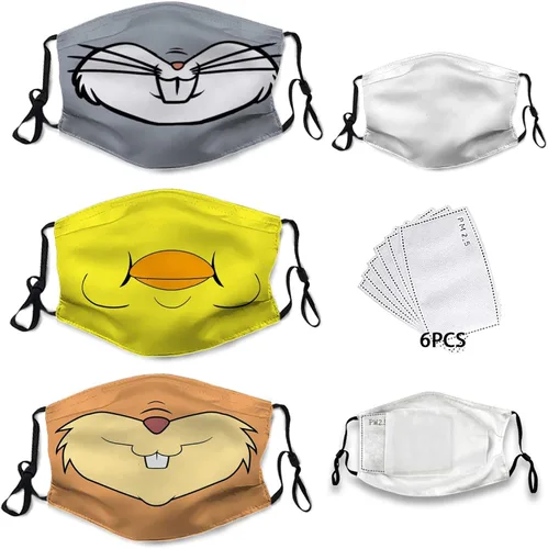 Vista 7 de Juego de 3 mascarillas de Navidad para hombres y mujeres, máscara de anime lavable, repetible, ajustable, para niños, adultos, pasamontañas, F