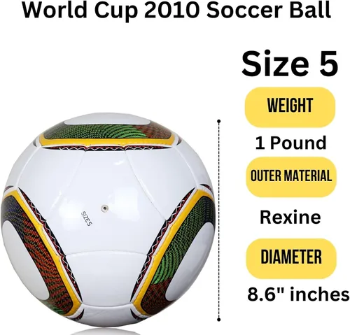 Vista 3 de Copa del Mundo 2010 Sudáfrica - Réplica famosa de fútbol, balón de fútbol tamaño 5, regalo coleccionable perfecto y memorable para los amantes