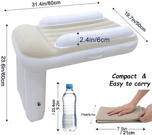 Vista 3 de Cama de Avión para Niños Pequeños Artículos Esenciales de Viaje: Camas Portátiles para Niños GEMGO con Bomba de Aire - Cama Inflable de Avión