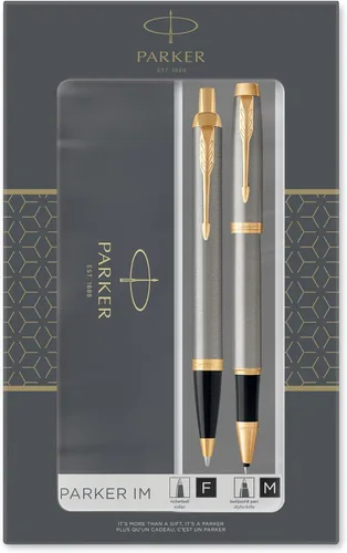 Vista 8 de Parker IM Duo Set de regalo con bolígrafo y estilográfica, negro brillante con detalles cromado, recarga y cartucho de tinta azul, caja de regalo
