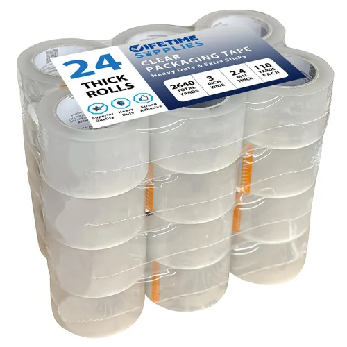 Vista 12 de Lifetime Supplies 6 Rollos 2.4 mil Transparente 65 Yardas Cada (390 Yardas Total) 2" Cinta de Embalaje Premium Cinta de Embalaje Resistente