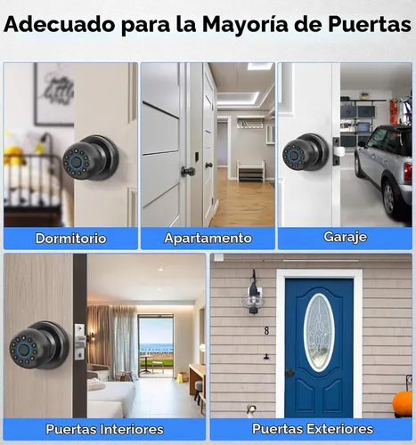 Vista 9 de Anweller Pomo de puerta inteligente con cerradura, teclado de código de huellas dactilares, entrada sin llave, electrónico, digital, biométrico