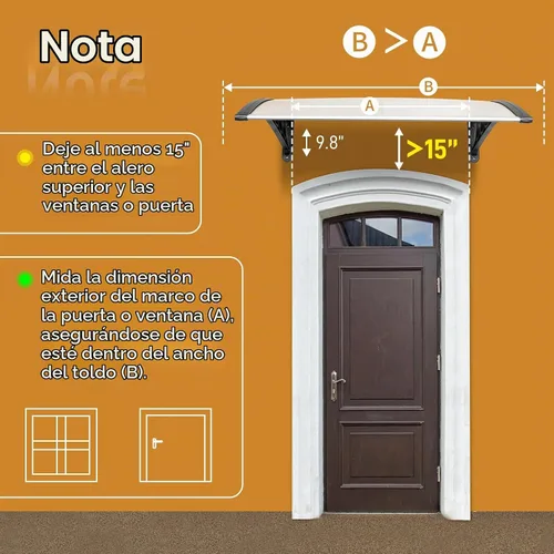 Vista 3 de Outvita - Toldo para ventana de 39 x 32 pulgadas, panel de PVC y soporte Blanco/Negro