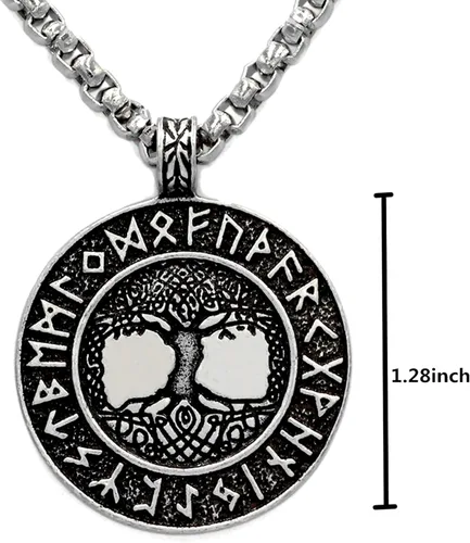 Vista 5 de Collar vikingo para hombre, flecha nórdica, lobo, cuervo, brújula, amuleto, joyería vikinga, collar de runa, regalo para hombres y mujeres
