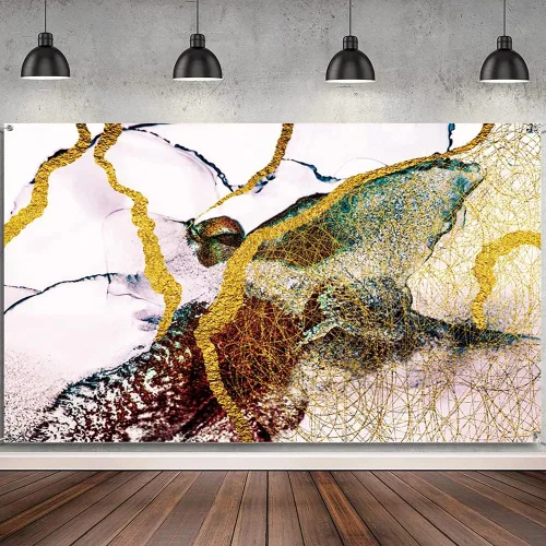 Vista 12 de Telón de fondo de fotografía con textura de mármol negro dorado de 5 x 4 pies, arte abstracto, fondo de fondo dorado de arena movediza líquida