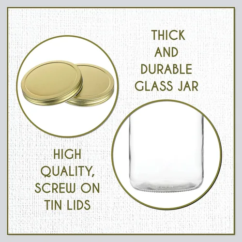 Vista 6 de kitchentoolz Paquete de 2 tarros de vidrio de 1 galón de boca ancha con tapa de metal hermética, seguro para fermentar kéfir de kombucha, encurtido