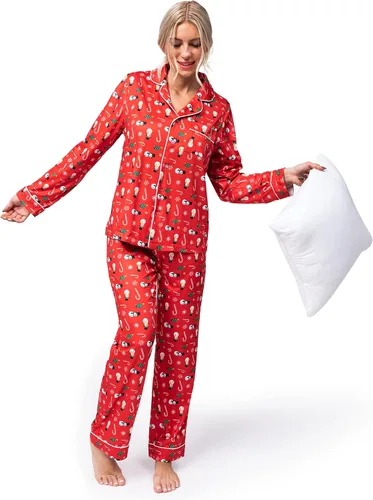 Vista 4 de JOYIN Pijamas de Navidad para parejas, pijamas familiares a juego de Navidad para hombres y mujeres, pijamas de vacaciones