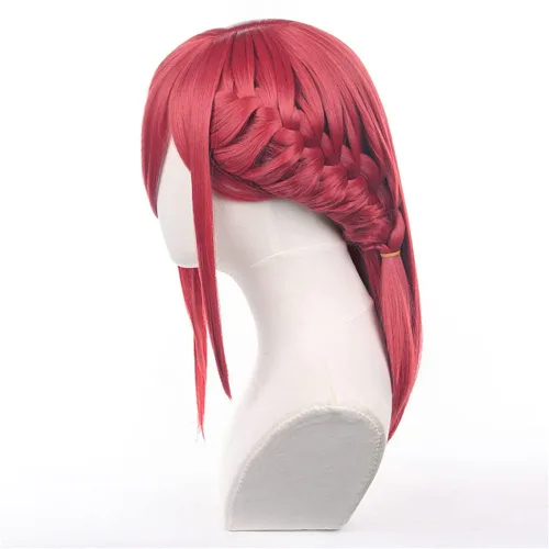 Vista 4 de SKYBEAUTY Anime Hyoma Chigiri - Peluca de cosplay para bloqueo azul, peluca larga y recta roja trenzada, pelucas de fiesta de Halloween para mujeres