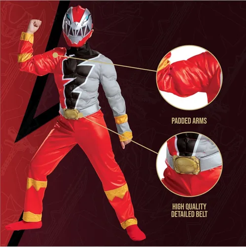Vista 4 de Disfraz de Rangers de Dino Fury Red Ranger para niños