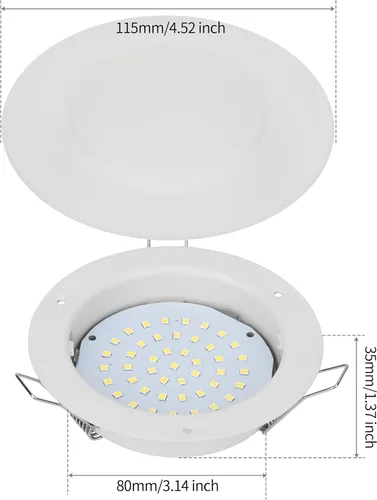 Vista 6 de RVZONE Luz LED de Techo Empotrada para RV Barco de 4.5 Pulgadas, Luz LED de Disco para RV de 12 Voltios Blanco Frío, Iluminación Interior Downlight