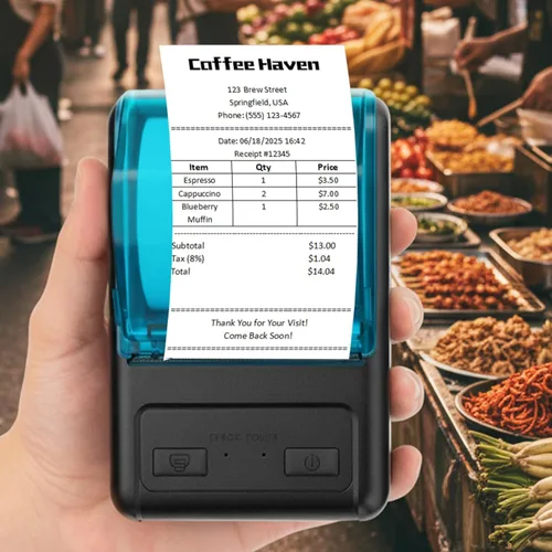 Vista 4 de No apto para iPhone/ipod/tablet/iPad/MAC, impresora de recibos Bluetooth, impresora térmica inalámbrica de 2.283 in para venta al por menor