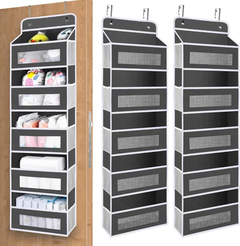 Vista 10 de Organizador de Almacenamiento de Bolsillos Mejorado para Puerta, 5 Estantes de Organizadores Colgantes para Puerta con 10 Bolsillos de Gran
