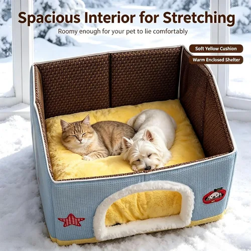 Vista 7 de Cama de casa para mascotas para perros y gatos pequeños, medianos y Rosa