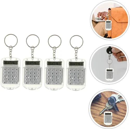 Vista 9 de Balacoo 4 mini calculadoras de llavero portátiles pequeñas calculadoras electrónicas con pantalla para uso diario, accesorios de llavero