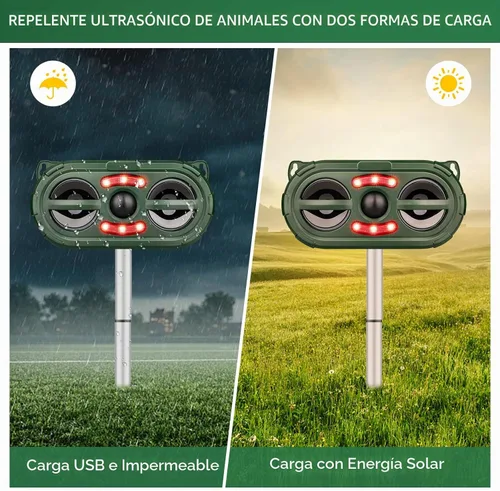 Vista 3 de Repelente de animales para exteriores, repelente solar de plagas de animales al aire libre, repelente de ardillas, repelente de mapaches