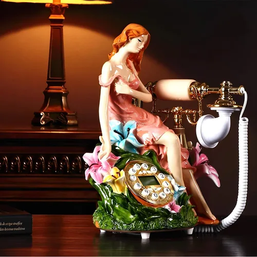 Vista 4 de 1960 - Sistema de decoración de teléfono con cable, estilo antiguo de cerámica