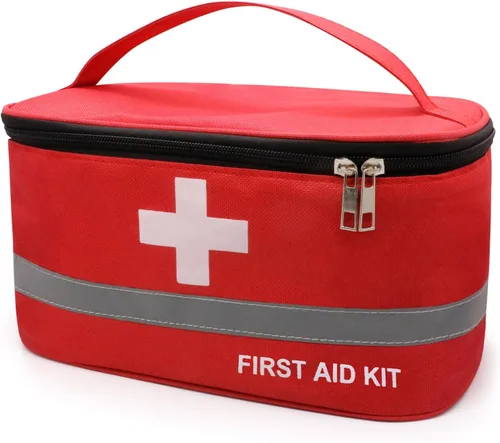Vista 10 de Faylapa Bolsa vacía de primeros auxilios, 10.2 x 5.5 x 5.5 pulgadas, bolsa portátil de almacenamiento médico de primeros auxilios para exteriores