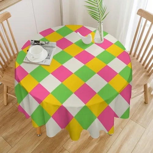Vista 18 de Mantel retro moderno de mediados de siglo, diseño de colores retro de los años 50, resistente al agua, mantel lavable para cocina, comedor, fiesta