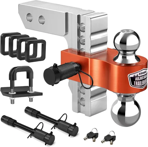 Vista 10 de Kohree Enganche de remolque ajustable de 6 pulgadas compatible con receptor de 2 pulgadas, bola doble sólida de 2" y 2-5/16" (12,500 LBS GTW)