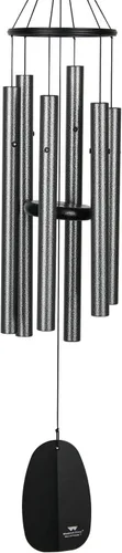 Vista 2 de Woodstock Chimes Signature Collection, Campanas del Paraíso, Plata Antigua 32", Campanillas de Viento de Diseños Decorativos para Exteriores, Patio