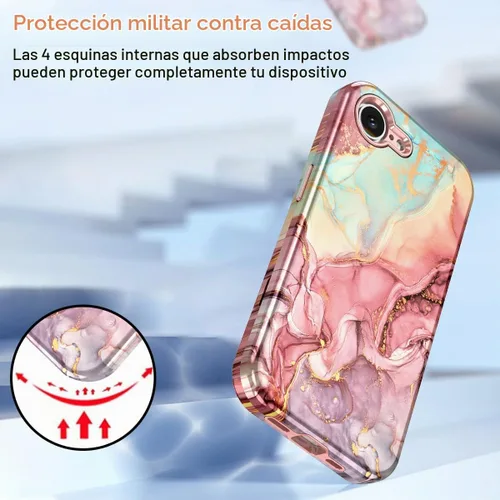 Vista 5 de Btscase Funda para iPhone 16e (2025), [probada en caídas de grado militar] Diseño de patrón de mármol delgado, resistente, a prueba de golpes