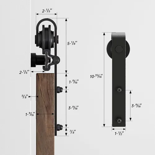 Vista 5 de Kit de herrajes para puerta corrediza de granero de 4 pies para puerta doble, riel de puerta corredera, fácil de instalar, suave y silencioso, se