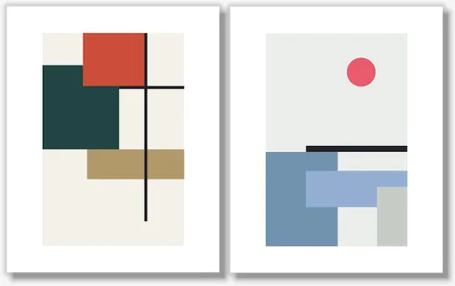 Vista 2 de Mid Century Contemporary Wall Art - Modern Abstract Prints - (Set of 6) – 8x10 - Unframed - Minimalism Décor