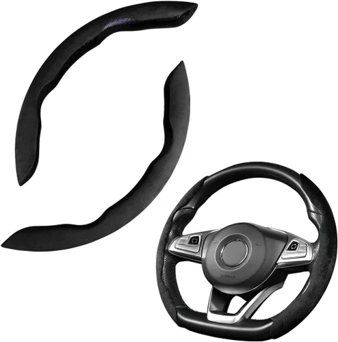 Vista 28 de LoyaForba Funda universal para volante de automóvil, protector universal de cuero segmentado de 15 pulgadas, antideslizante y suave, transpirable