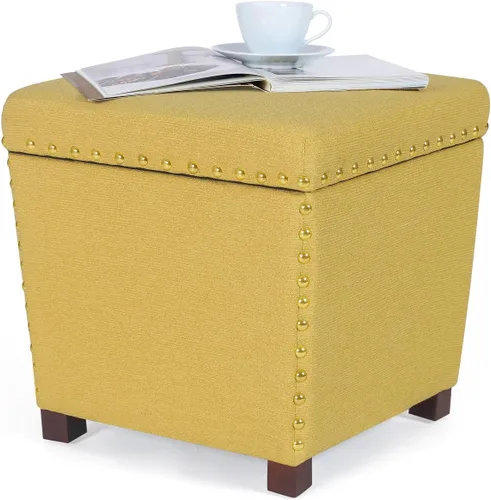 Vista 21 de Adeco Otomán Cubo de Piel Sintética Blanca de 18 Pulgadas de Alto con Almacenamiento, Taburetes Reposapiés de Silla de Terciopelo en Relieve 3D