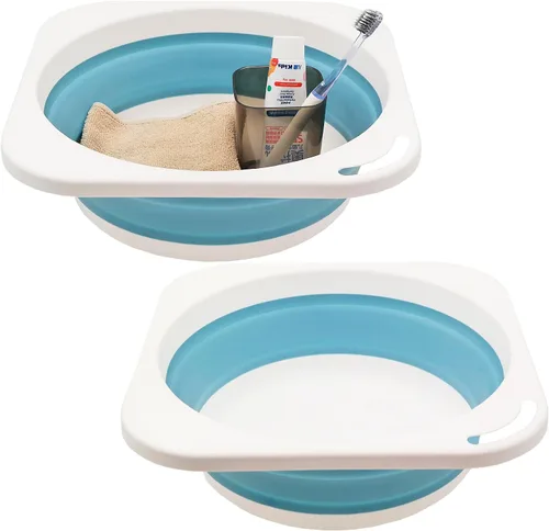Vista 10 de Lavabo de plástico plegable de 5 litros (1.4 galones), bandeja de cocina, bañera pequeña con floding, cubo de plástico que ahorra espacio