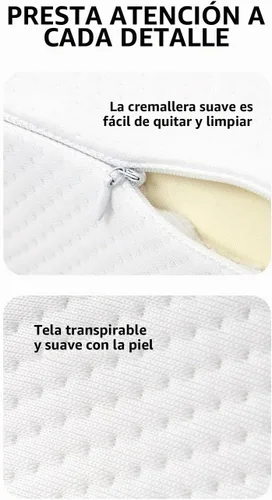 Vista 3 de Almohada cervical para aliviar el dolor de cuello, almohada de espuma viscoelástica para dormir de lado y espalda, apoyo avanzado y comodidad