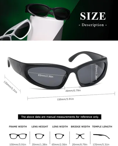 Vista 4 de kimorn Y2K K1273 - Lentes de sol polarizados envolventes para mujeres y hombres Swift Oval Fashion Sport Shades